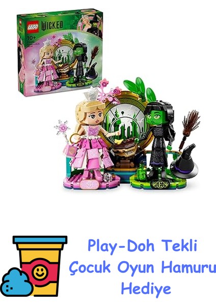 Wicked Elphaba ve Glinda Figürleri 75682-10 Yaş ve Üzeri Çocuklar Için Fantastik Oyuncak Yapım Seti (558 Parça) + Play-Doh Oyun Hamuru