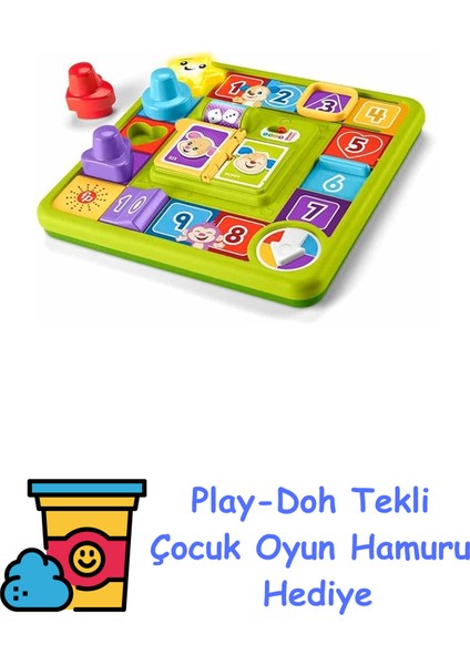 Köpekçiğin Oyun Istasyonu Fisher-Price Müzikli Canlandırma Masa Oyunu Bebek Oyuncağı, Eğlen ve Öğren Köpekçik'in Oyun Istasyonu, Çok Dilli Versiyon HRB70 + Play-Doh Oyun Hamuru