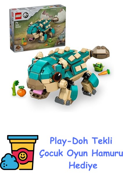 Jurassic World Yavru Bumpy: Ankylosaurus 76962-7 Yaş ve Üzeri Kretase Kampı Hayranları Için Yaratıcı Oyuncak Yapım Seti (358 Parça) + Play-Doh Oyun Hamuru