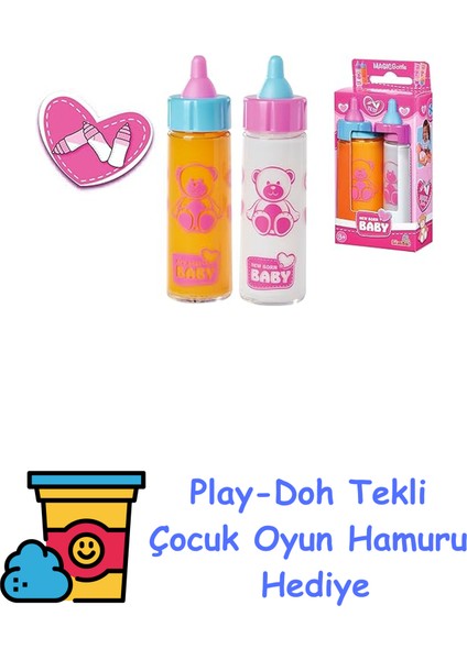Sımba, 105560011, New Born Bebek Biberon Oyuncağı, Rol Yapma, Oyuncak Bebek Aksesuarı, 12 cm + Play-Doh Oyun Hamuru