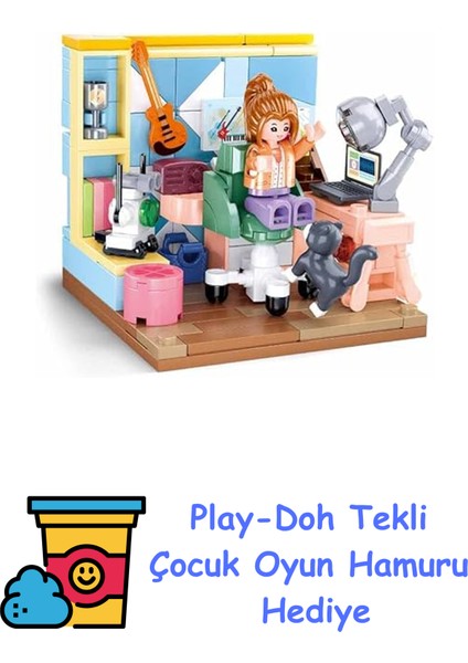 Mini Handcraft Çalışma Odası Yapım Seti, 216 Parça + Play-Doh Oyun Hamuru