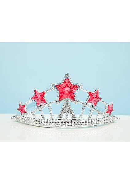 Kırmızı Yıldız Taşlı Plastik Elsa Tacı Çocuk Boy