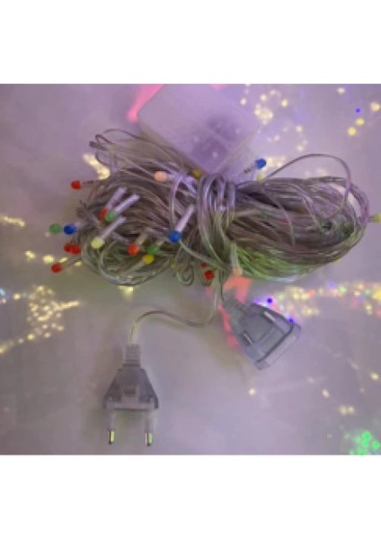 10M 100 LED Damla Uçlu LED Işık Mavi Işık Şeffaf Kablo