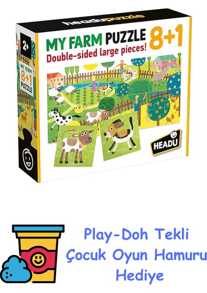 Puzzle 8+1 Farm (2-5 Yaş) IT20867 + Play-Doh Oyun Hamuru