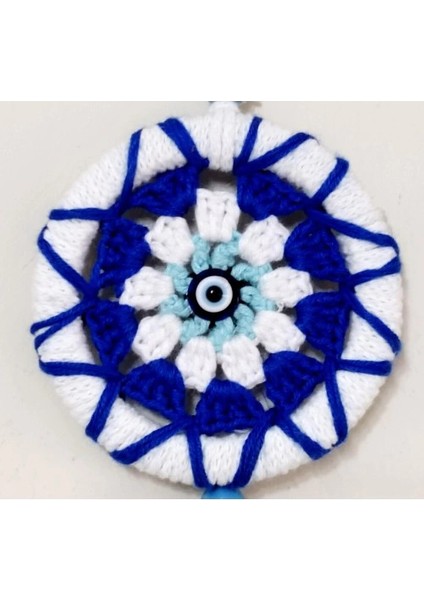 Ponponlu Nazar Boncuğu Desenli El Yapımı Mini Kapı, Duvar ve Araba Süsü modelleri