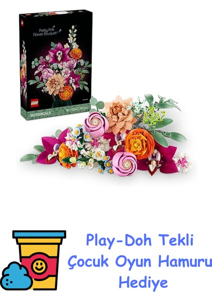 Botanicals Pembe Çiçek Buketi 10342 – Yetişkinler Için Gül, Papatya, Orkide, Mürver Çiçeği, Düğün Çiçeği Gibi 9 Farklı Çiçek Içeren Çiçek Yapım Seti (749 Parça) + Play-Doh Oyun Hamuru