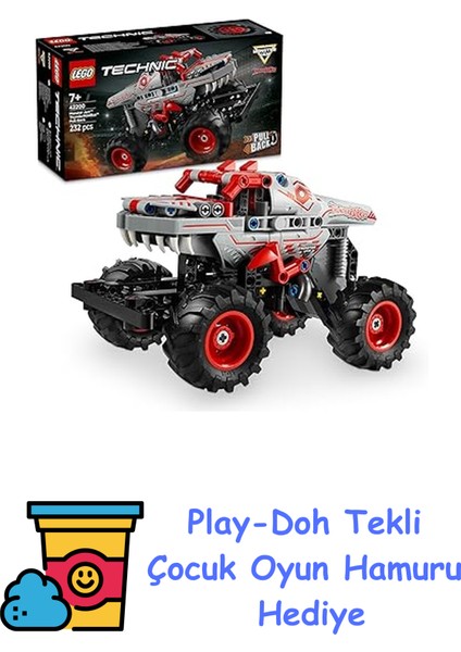 Technic Monster Jam Thunderroaru Çek-Bırak Oyuncak Kamyon – Yaratıcı Oyunları Seven 7 Yaş ve Üzeri Erkek ve Kız Çocukları Için Araç Yapım Seti, Hediye Fikri 42200 + Play-Doh Oyun Hamuru