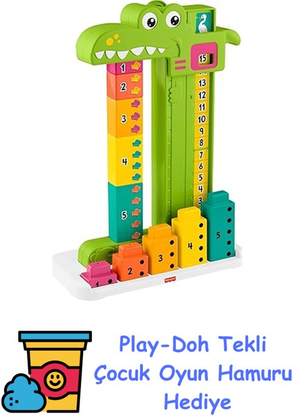 Matematikçi Timsah Fisher-Price Matematikçi Timsah, Okul Öncesi Çağdaki Çocuklar Için Eğitici Oyuncak ve Üst Üste Dizilebilir 10 Blok JCT13 + Play-Doh Oyun Hamuru