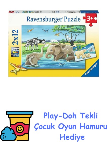 2X12P Puz Hayvan Yavruları + Play-Doh Oyun Hamuru
