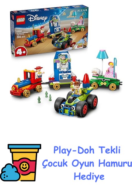 ǀ Disney ve Pixar Oyuncak Hikayesi Kutlama Treni ve Rc Araba 43264-4 Yaş ve Üzeri Araba Hayranı Çocuklar Için Araba Içeren Oyuncak Yapım Seti, Doğum Günü ve Özel + Play-Doh Oyun Hamuru