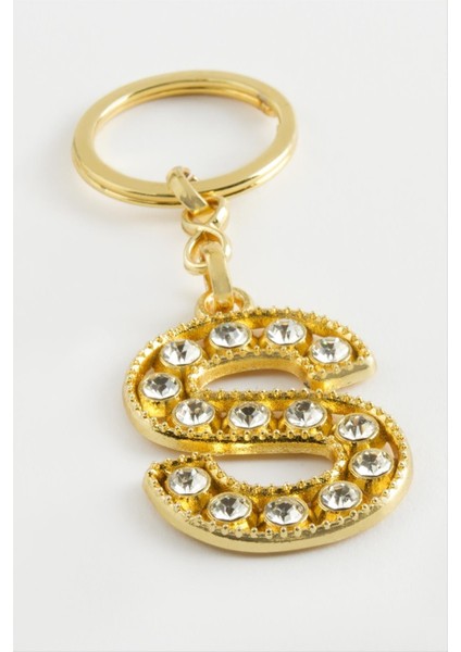 Techmrt Sarı Renkli Taşlı Harf Anahtarlık-S