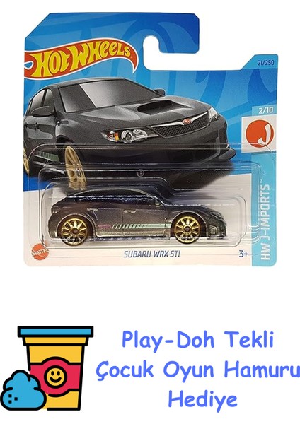 - Subaru Wxr Stı - Hw J-Imports 2/10 - HKK63 - Kısa Kart - Gri Metalik - Mattel 2023 + Play-Doh Oyun Hamuru