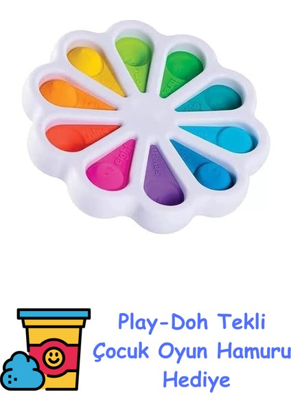 Popit Öğrenme Oyuncakları, Stres Giderici, Sayılar,renkler, Tizmli ve Dehb'li Çocuklar Için Uygun Stres ve Kaygıyı Hafifletebilir (Sarı) + Play-Doh Oyun Hamuru
