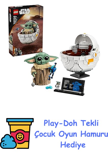 Star Wars: The Mandalorian Uçan Bebek Arabalı Grogu 75403-10 Yaş ve Üzeri Kız ve Erkek Çocuklar Için Yaratıcı Oyuncak Yapım Seti, Doğum Günü Hediyesi (1048 Parça) + Play-Doh Oyun Hamuru