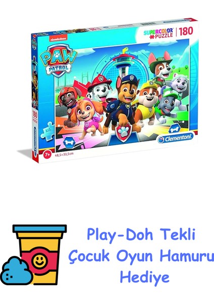 29105, Paw Patrol Supercolor 180 Parça Yapboz + Play-Doh Oyun Hamuru