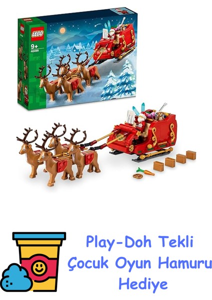 Iconic Noel Babanın Kızağı, Çocuklar Için Minifigür ve Ren Geyiği Figürleri Içeren Yeni Yıl Hediyesi Oyuncak Yapım Seti, Yılbaşı Süsü 40499 + Play-Doh Oyun Hamuru