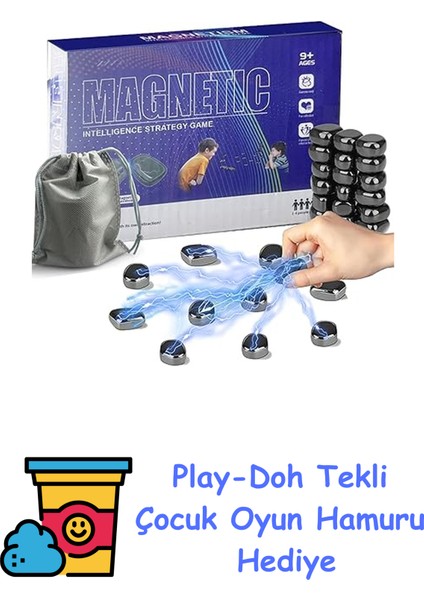 Manyetik Oyun, Manyetik Satranç Seti, Masa Manyetik Oyunu, Mıknatıslı Satranç, Parti Aksesuarı Için Manyetik Taşlar + Play-Doh Oyun Hamuru