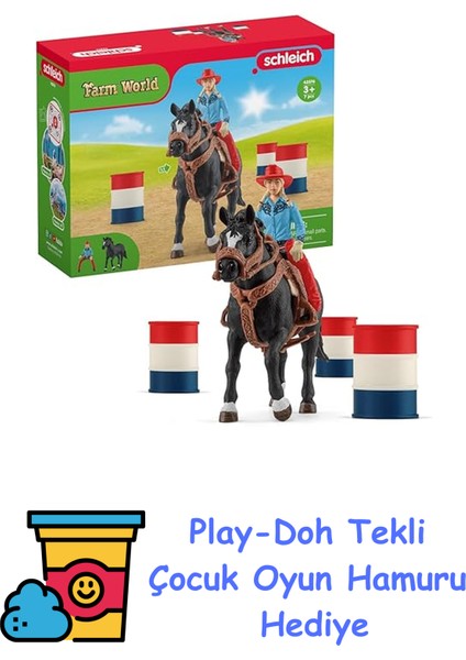 Schleıch Kovboy Kız ve Fıçılı At Yarışı + Play-Doh Oyun Hamuru