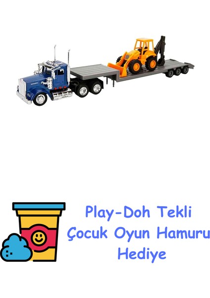 New-Ray 1:43 Long Haul Kenworth Taşıyıcı Tır ve Dozer + Play-Doh Oyun Hamuru