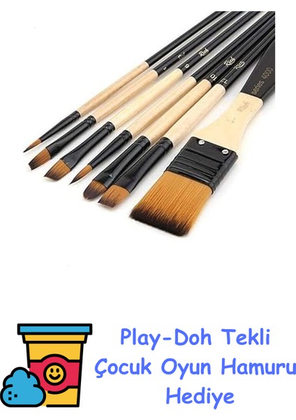 Profesyonel Karma Fırça Seti 7li Set 1 + Play-Doh Oyun Hamuru