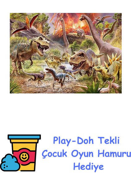 60P Puz Dinozorlar + Play-Doh Oyun Hamuru