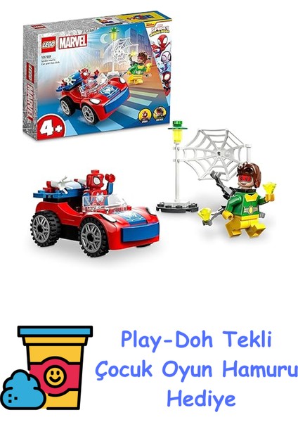 | Marvel Örümcek Adam’ın Arabası ve Doktor Oktopus 10789-4 Yaş ve Üzeri Çocuklar Için Iki Minifigürlü Yaratıcı Oyuncak Yapım Seti (48 Parça) + Play-Doh Oyun Hamuru