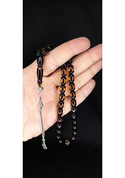 Sürmeli Uçak Camı Tesbih Sarı-Bordo Renkli Kapsül Kesim T-353