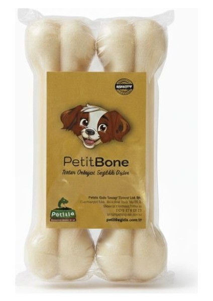 Küçük ve Orta Irk Köpekler Için Sütlü Sığır Derisi Press Köpek Kemiği 15 cm 2'li Paket
