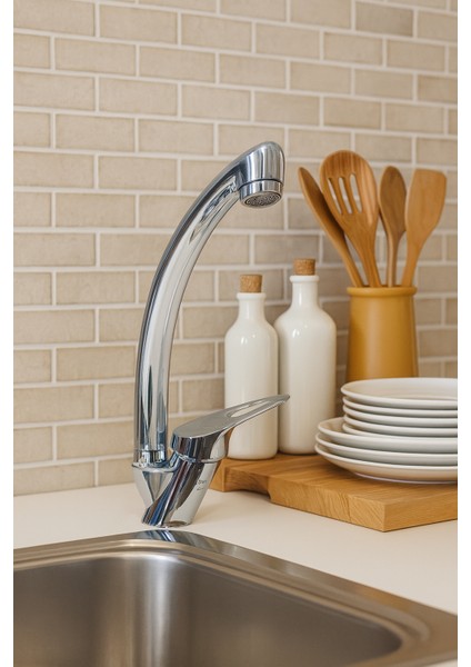 Gri Mix Kuğu Musluk Batarya Banyo Evye ( Çift Su Girişli)