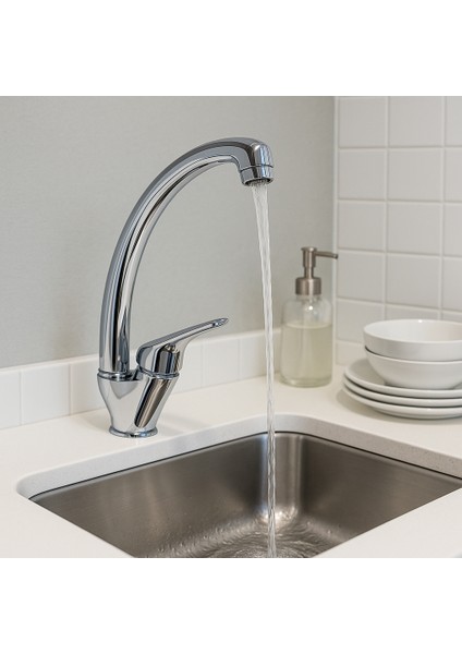 Gri Mix Kuğu Musluk Batarya Banyo Evye ( Çift Su Girişli) fiyatları