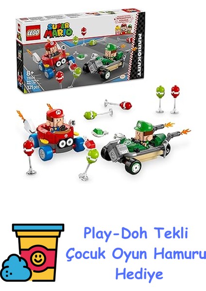 Super Mario: Mario Kart – Baby Mario ile Baby Luigi 72034, 8 Yaş ve Üzeri Erkek ve Kız Çocukları Için Yaratıcı Oyuncak Yapım Seti, Doğum Günü Hediyesi (321 Parça) + Play-Doh Oyun Hamuru
