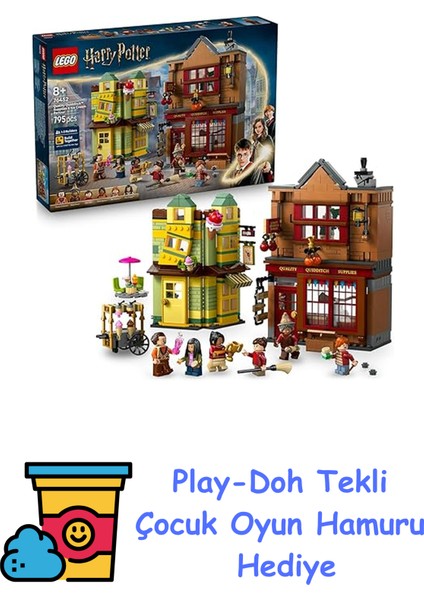 Harry Potter Kaliteli Quidditch Malzemeleri ve Dondurma Salonu 76452-8 Yaş ve Üzeri Çocuklar Için Diagon Yolu Dükkanlarını Içeren Yaratıcı Oyuncak Yapım Seti, Doğ + Play-Doh Oyun Hamuru