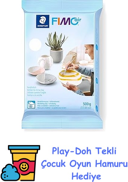 Scrikss Fimo 81000 07 Fimo Air Basic Modelleme Kili 500 Gr. Beyaz + Play-Doh Oyun Hamuru