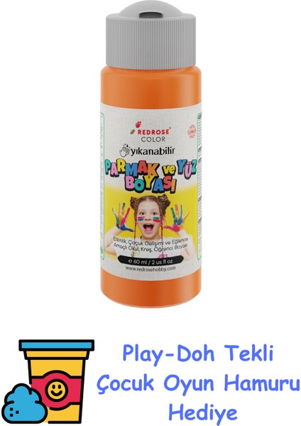 Turuncu Parmak Boyası 60 ml + Play-Doh Oyun Hamuru