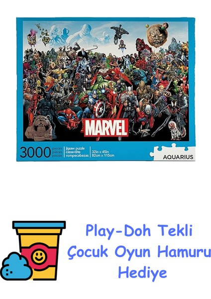 Aquarıus Kova Burcu Marvel Bulmaca Cast (3000 Parça Puzzle) - Resmen Lisanslı Marvel Mal ve Koleksiyon - Glare Free - Hassas Fit - Hemen Hemen Yok Dust Bulmaca - 32X45 + Play-Doh Oyun Hamuru