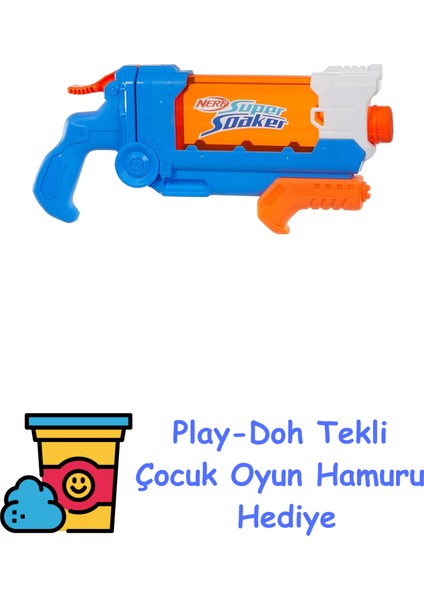 Super Soaker Çevrilerek Doldurulan Su Tabancası, 4 Farklı Püskürtme Şekli, Hızlı Dolum, 30 Sıvı Ons Kapasiteli Su Tankı, Su Oyuncakları + Play-Doh Oyun Hamuru