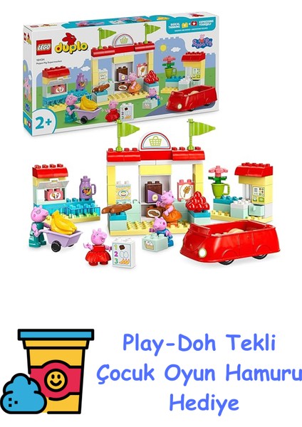 Duplo Peppa Pig Süpermarket 10434-2 Yaş ve Üzeri Çocuklar Için Peppa Pig Minifigürü Içeren Eğitici Oyuncak Yapım Seti (70 Parça) + Play-Doh Oyun Hamuru