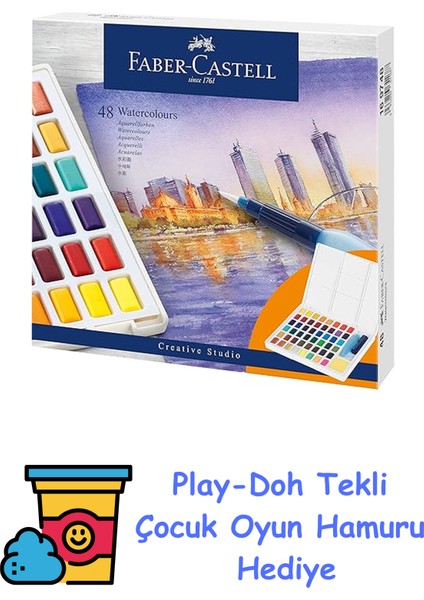 Creative Studio Tablet Suluboya Seti, 48 Renk, Su Bazlı Pigment, Karıştırma Paleti ve Aksesuarlar Ile, Taşınabilir Sanatsal Set + Play-Doh Oyun Hamuru