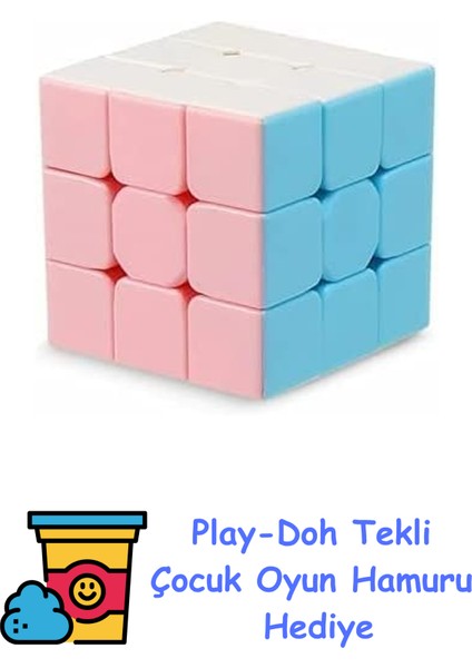 Rubik Zeka Sabır Küpü Pastel Renkler 3 x 3 x 3 + Play-Doh Oyun Hamuru