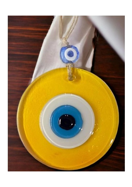 Şeffaf Sarı Nazar Boncuklu Duvar Süsü 10 cm Cam Duvar Dekoru fırsatları