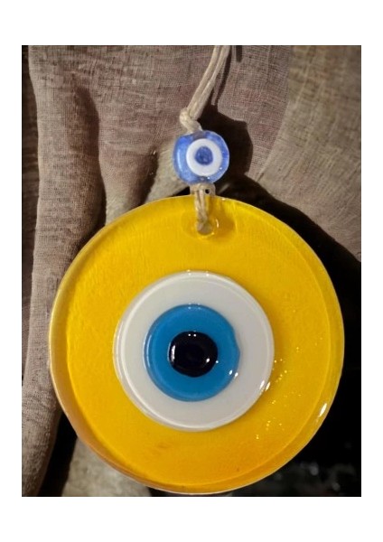 Şeffaf Sarı Nazar Boncuklu Duvar Süsü 10 cm Cam Duvar Dekoru indirimleri