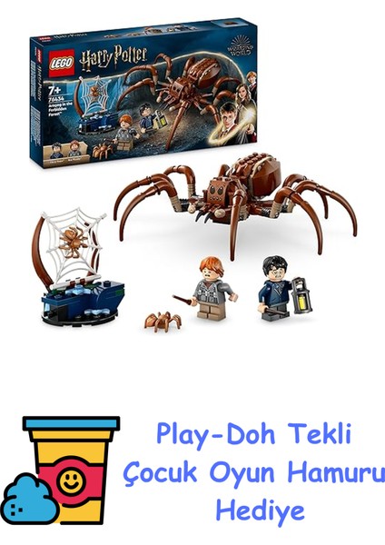 Harry Potter Aragog Yasak Ormanda 76434, 7 Yaş ve Üzeri Için Harry Potter ve Ron Weasley Minifigürleri ve Örümcek Içeren Yaratıcı Oyuncak Yapım Seti (195 Parça) + Play-Doh Oyun Hamuru