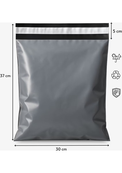 Kaliteli Kalın Kargo Poşeti 30×37+5 cm Gri Renk 100 Adet