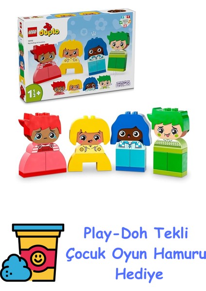 Duplo Ilk Büyük Duygularım 10415-1 Buçuk Yaş ve Üzeri Çocuklar Için Kişiselleştirilebilir Eğitici Oyuncak Yapım Seti, Doğum Günü Hediyesi Fikri (23 Parça) + Play-Doh Oyun Hamuru