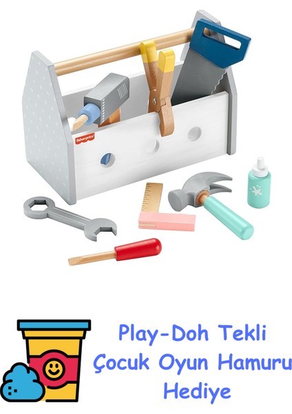 , 3 Yaş ve Üzeri Çocuklar Için 9 Ahşap Parçadan Oluşan Ahşap Tamir Kutusu ve Oyuncak Matkap, HYG50 + Play-Doh Oyun Hamuru