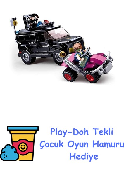Police Zırhlı Araç Yapım Seti, 293 Parça + Play-Doh Oyun Hamuru