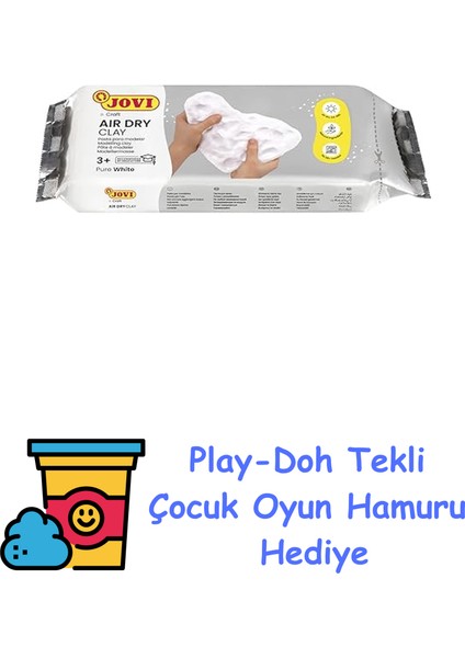 – Air Dry, Makarna Şekillendirme Tm Endurecible 250 G, Beyaz (83) + Play-Doh Oyun Hamuru