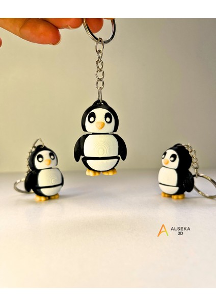 - 3D Baskı Penguen Figürlü Anahtarlık