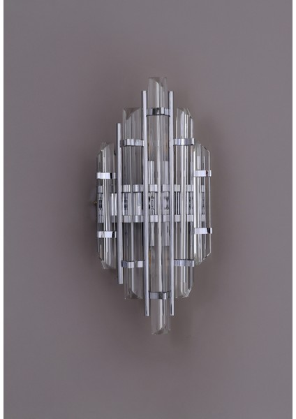 Helena Cam Modern Krom Renk Duvar Apliği