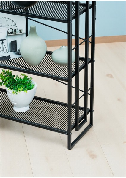 Dekoratif Siyah Metal Kitaplık 6 Raflı Çok Amaçlı Stand Salon ve Çalışma Odası Düzenleyici fırsatları